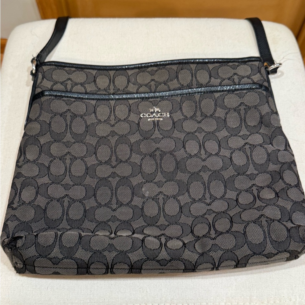 Coach Black and Charcoal Signature Crossbody Bag